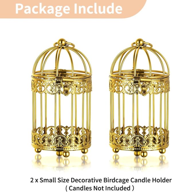 NUPTIO Decorative Candle Lanterns White: 3 Pcs Distressed White Metal Bird Cage Indoors Lantern Centerpiece Assorted Rustic Birdcage Pillar Candle Holders for Home Living Room Porch Office Decoration - Image 14