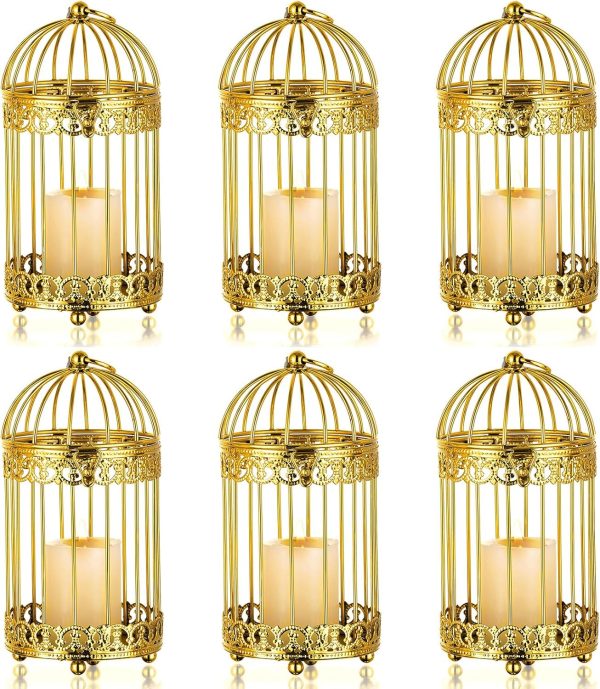 NUPTIO Decorative Candle Lanterns White: 3 Pcs Distressed White Metal Bird Cage Indoors Lantern Centerpiece Assorted Rustic Birdcage Pillar Candle Holders for Home Living Room Porch Office Decoration - Image 15
