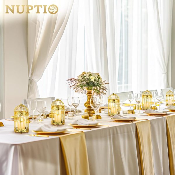 NUPTIO Decorative Candle Lanterns White: 3 Pcs Distressed White Metal Bird Cage Indoors Lantern Centerpiece Assorted Rustic Birdcage Pillar Candle Holders for Home Living Room Porch Office Decoration - Image 17