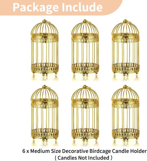 NUPTIO Decorative Candle Lanterns White: 3 Pcs Distressed White Metal Bird Cage Indoors Lantern Centerpiece Assorted Rustic Birdcage Pillar Candle Holders for Home Living Room Porch Office Decoration - Image 19