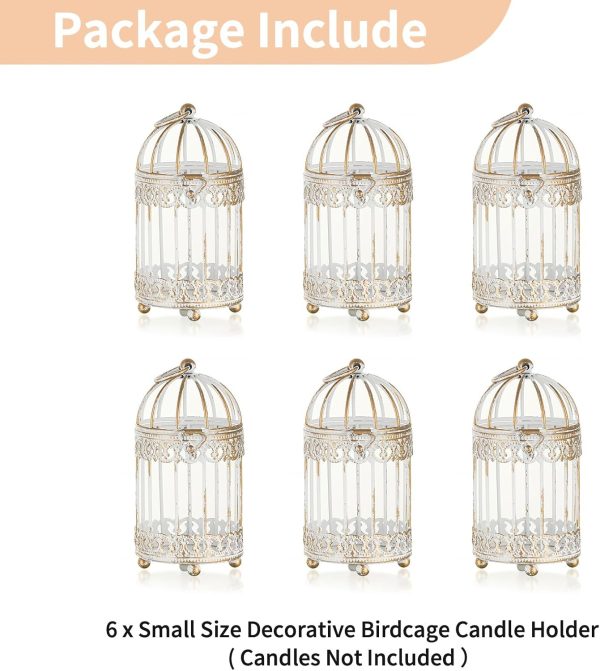 NUPTIO Decorative Candle Lanterns White: 3 Pcs Distressed White Metal Bird Cage Indoors Lantern Centerpiece Assorted Rustic Birdcage Pillar Candle Holders for Home Living Room Porch Office Decoration - Image 29