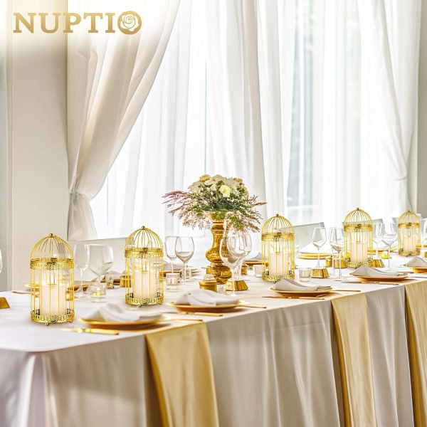 NUPTIO Decorative Candle Lanterns White: 3 Pcs Distressed White Metal Bird Cage Indoors Lantern Centerpiece Assorted Rustic Birdcage Pillar Candle Holders for Home Living Room Porch Office Decoration - Image 32