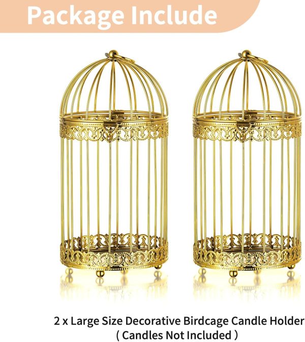 NUPTIO Decorative Candle Lanterns White: 3 Pcs Distressed White Metal Bird Cage Indoors Lantern Centerpiece Assorted Rustic Birdcage Pillar Candle Holders for Home Living Room Porch Office Decoration - Image 34