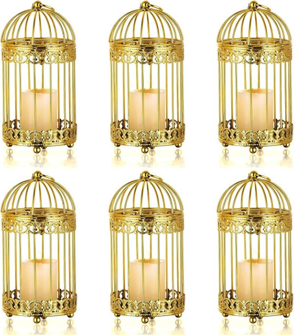 NUPTIO Decorative Candle Lanterns White: 3 Pcs Distressed White Metal Bird Cage Indoors Lantern Centerpiece Assorted Rustic Birdcage Pillar Candle Holders for Home Living Room Porch Office Decoration - Image 43