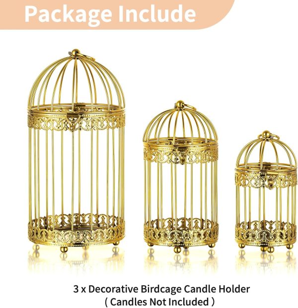NUPTIO Decorative Candle Lanterns White: 3 Pcs Distressed White Metal Bird Cage Indoors Lantern Centerpiece Assorted Rustic Birdcage Pillar Candle Holders for Home Living Room Porch Office Decoration - Image 50