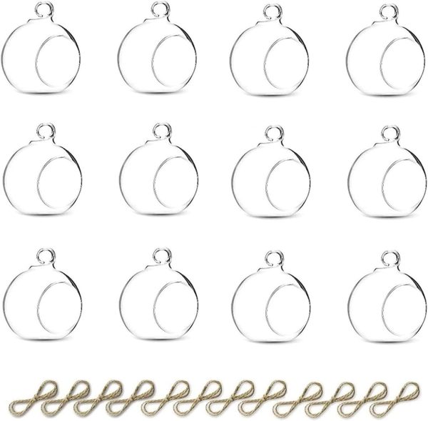 12 Pcs 3.15"/ 8cm Hanging Glass Tealight Holder Globe Plant Terrariums Glass Orbs Air Plants Tea Light Candle Holders Home Decor Indoor Outdoor Garden DIY Gifts (9 Pcs + 3 Pcs) - Image 2