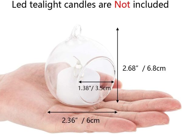 12 Pcs 3.15"/ 8cm Hanging Glass Tealight Holder Globe Plant Terrariums Glass Orbs Air Plants Tea Light Candle Holders Home Decor Indoor Outdoor Garden DIY Gifts (9 Pcs + 3 Pcs) - Image 4