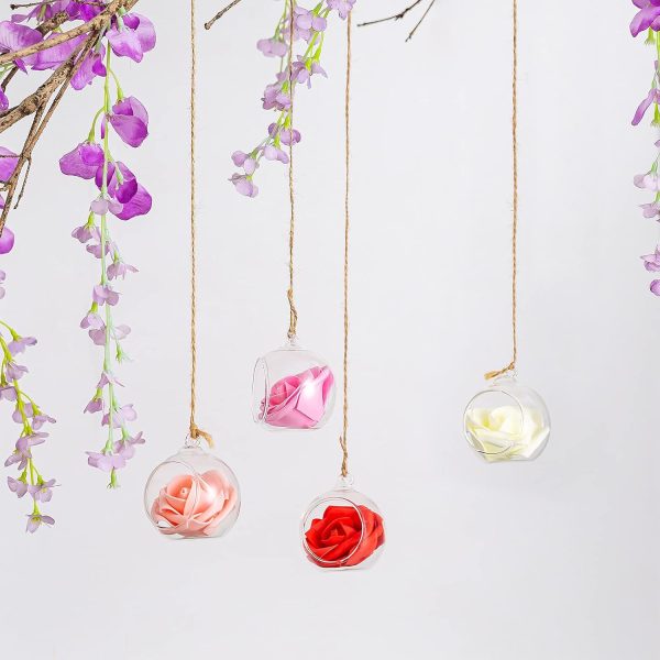 12 Pcs 3.15"/ 8cm Hanging Glass Tealight Holder Globe Plant Terrariums Glass Orbs Air Plants Tea Light Candle Holders Home Decor Indoor Outdoor Garden DIY Gifts (9 Pcs + 3 Pcs) - Image 5