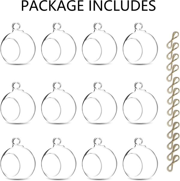 12 Pcs 3.15"/ 8cm Hanging Glass Tealight Holder Globe Plant Terrariums Glass Orbs Air Plants Tea Light Candle Holders Home Decor Indoor Outdoor Garden DIY Gifts (9 Pcs + 3 Pcs) - Image 8