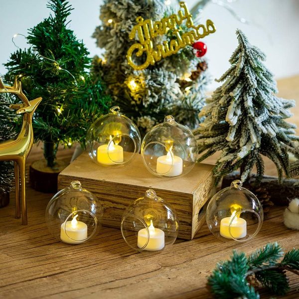 12 Pcs 3.15"/ 8cm Hanging Glass Tealight Holder Globe Plant Terrariums Glass Orbs Air Plants Tea Light Candle Holders Home Decor Indoor Outdoor Garden DIY Gifts (9 Pcs + 3 Pcs) - Image 9
