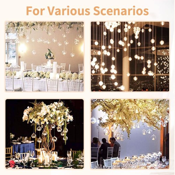 12 Pcs 3.15"/ 8cm Hanging Glass Tealight Holder Globe Plant Terrariums Glass Orbs Air Plants Tea Light Candle Holders Home Decor Indoor Outdoor Garden DIY Gifts (9 Pcs + 3 Pcs) - Image 12
