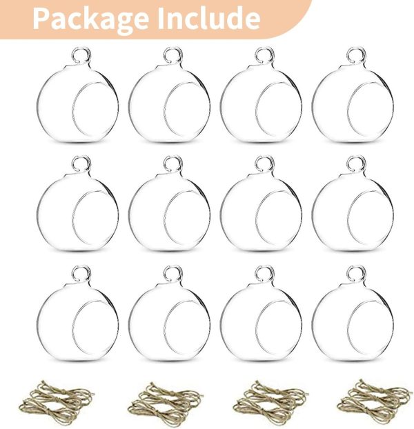 12 Pcs 3.15"/ 8cm Hanging Glass Tealight Holder Globe Plant Terrariums Glass Orbs Air Plants Tea Light Candle Holders Home Decor Indoor Outdoor Garden DIY Gifts (9 Pcs + 3 Pcs) - Image 13