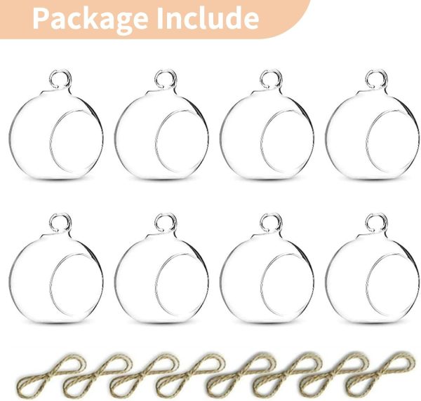 12 Pcs 3.15"/ 8cm Hanging Glass Tealight Holder Globe Plant Terrariums Glass Orbs Air Plants Tea Light Candle Holders Home Decor Indoor Outdoor Garden DIY Gifts (9 Pcs + 3 Pcs) - Image 24